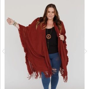 Burnt red ruana, one size fits all